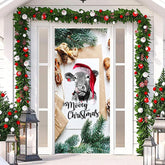 Aperturee - Moory Christmas Cow Green Leaves White Door Cover